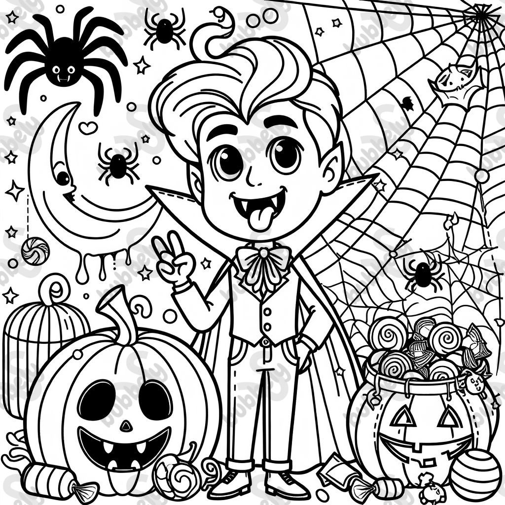A vampire who likes spiders and cobwebs and pumpkins and candy