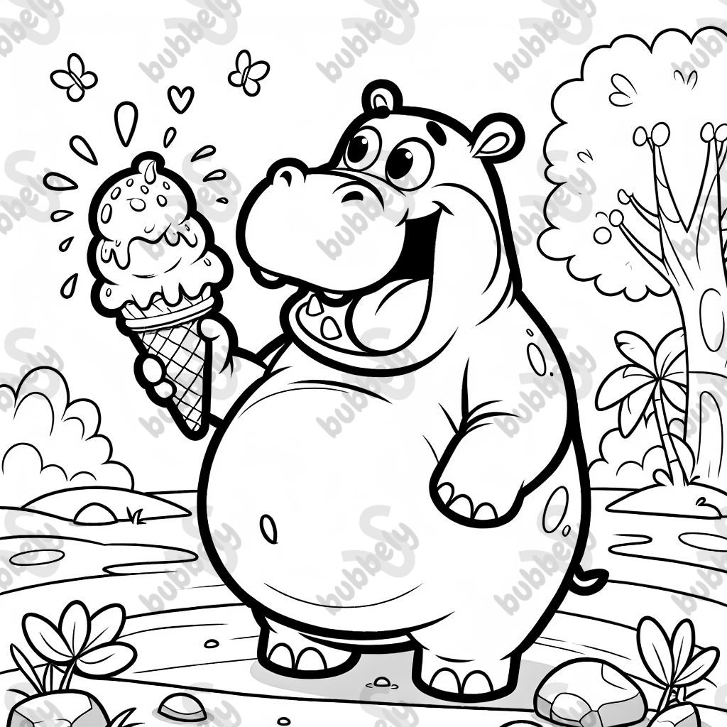 Hippo eating an icecream