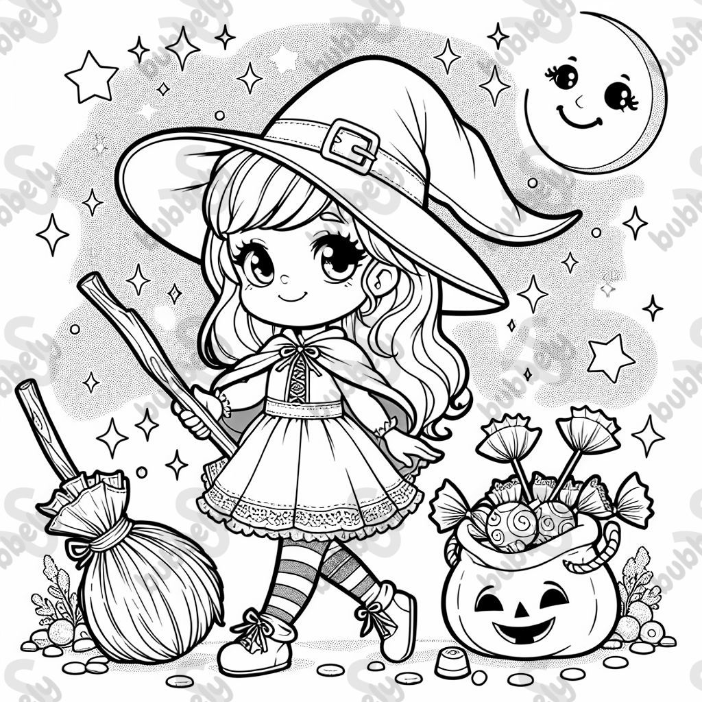 Halloween hexe und Süßigkeiten 