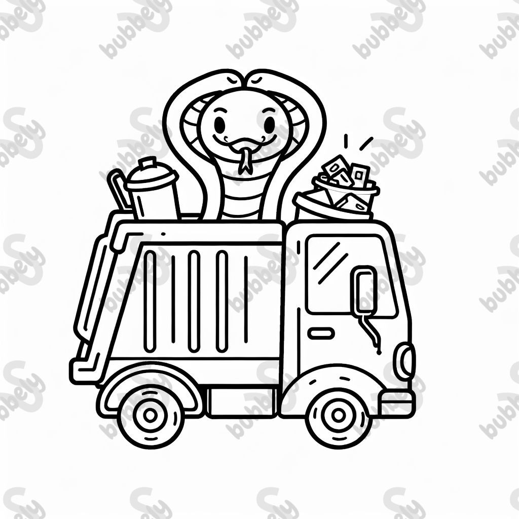 Super-héros serpent portant de la nourriture dans un camion benne sur sa tête.