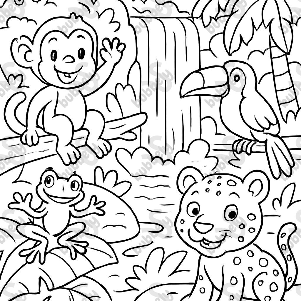 rainforest with waterfalls and rainforest animals rainforest with waterfalls and rainforest animals