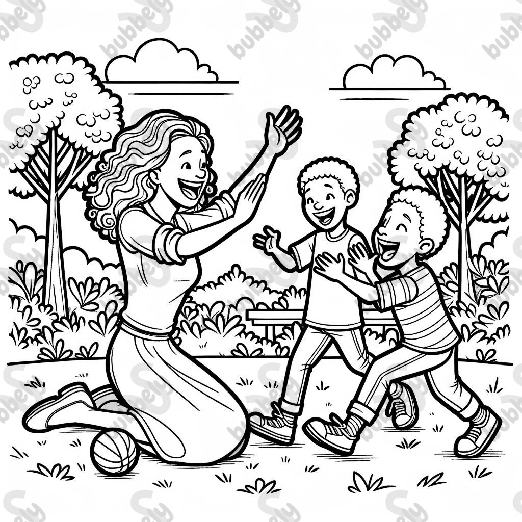 mom playing with her two boys