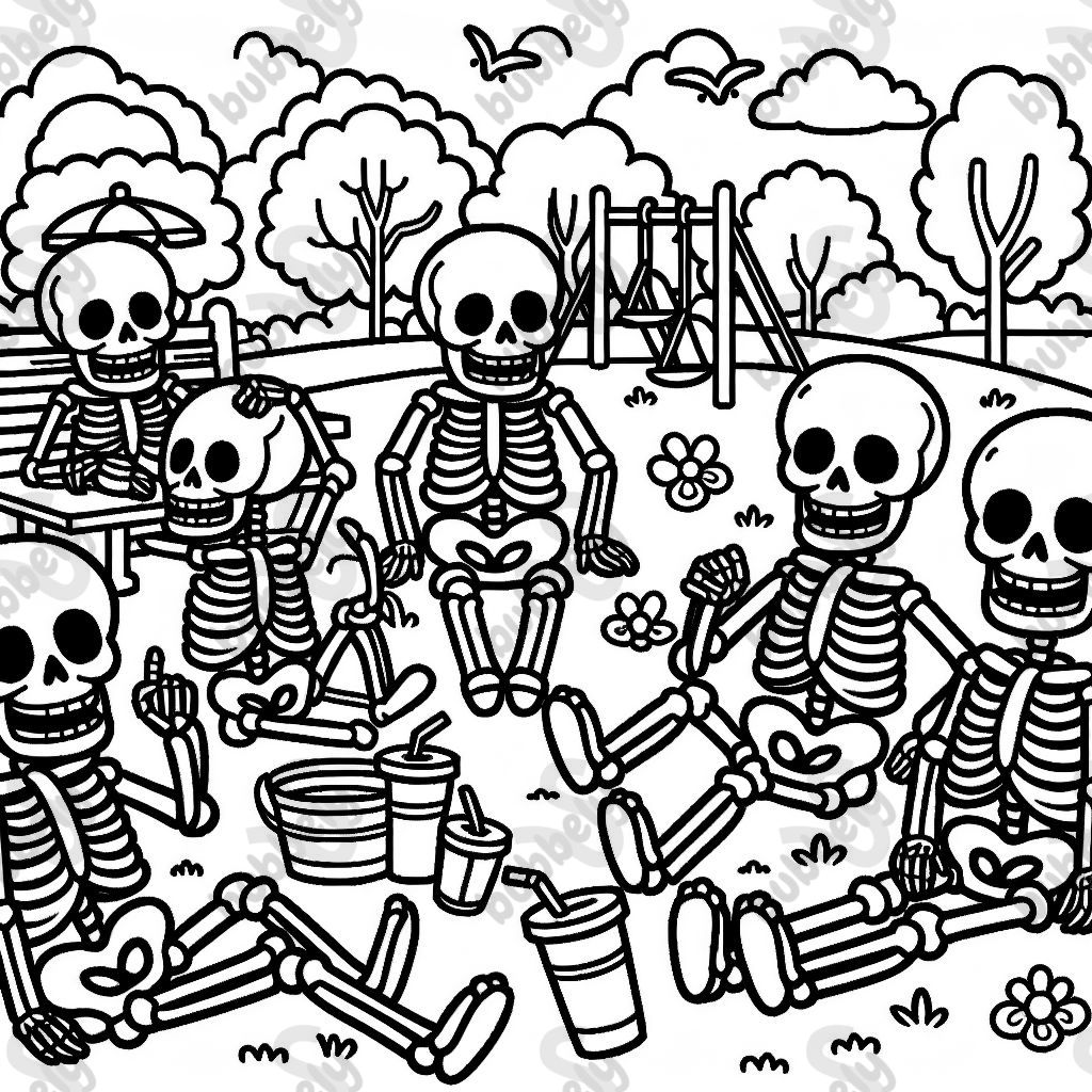 skeletons playing at the park