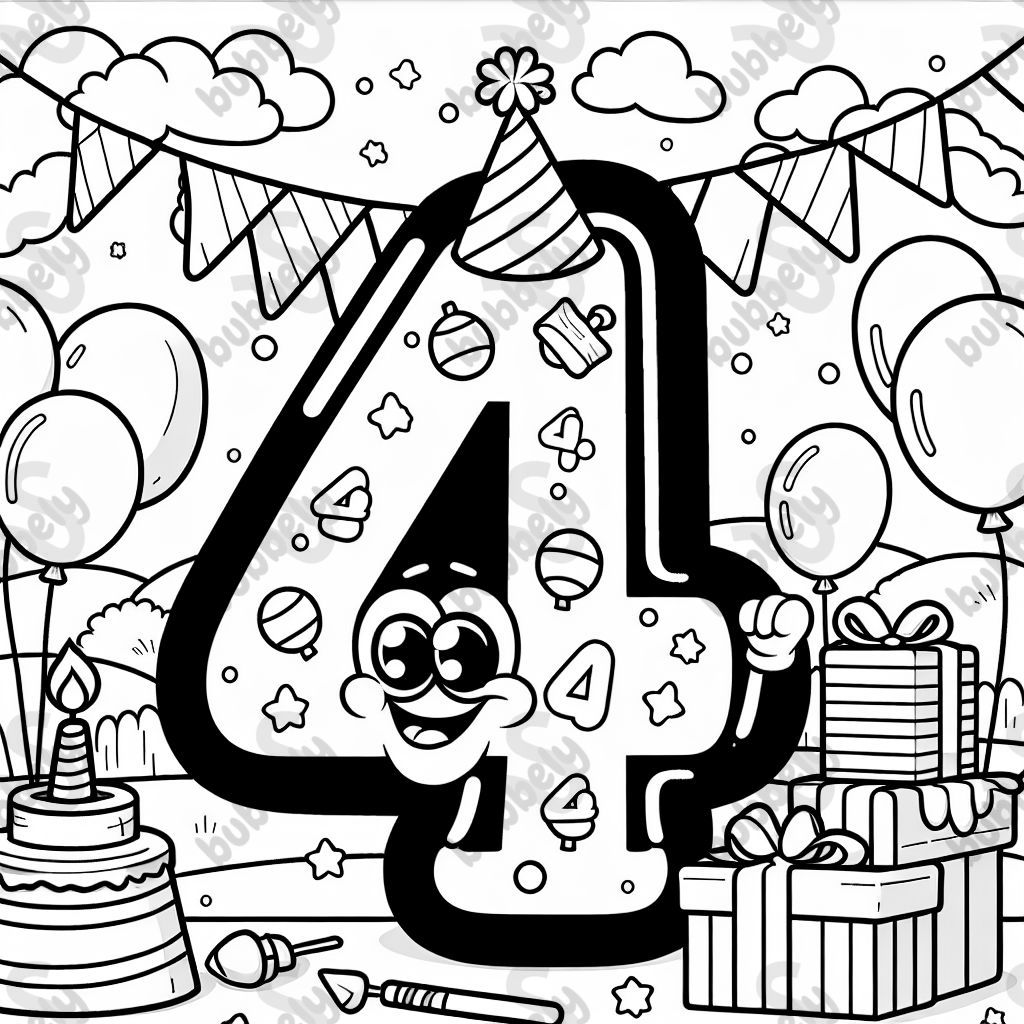 a big number 4 at a birthday party