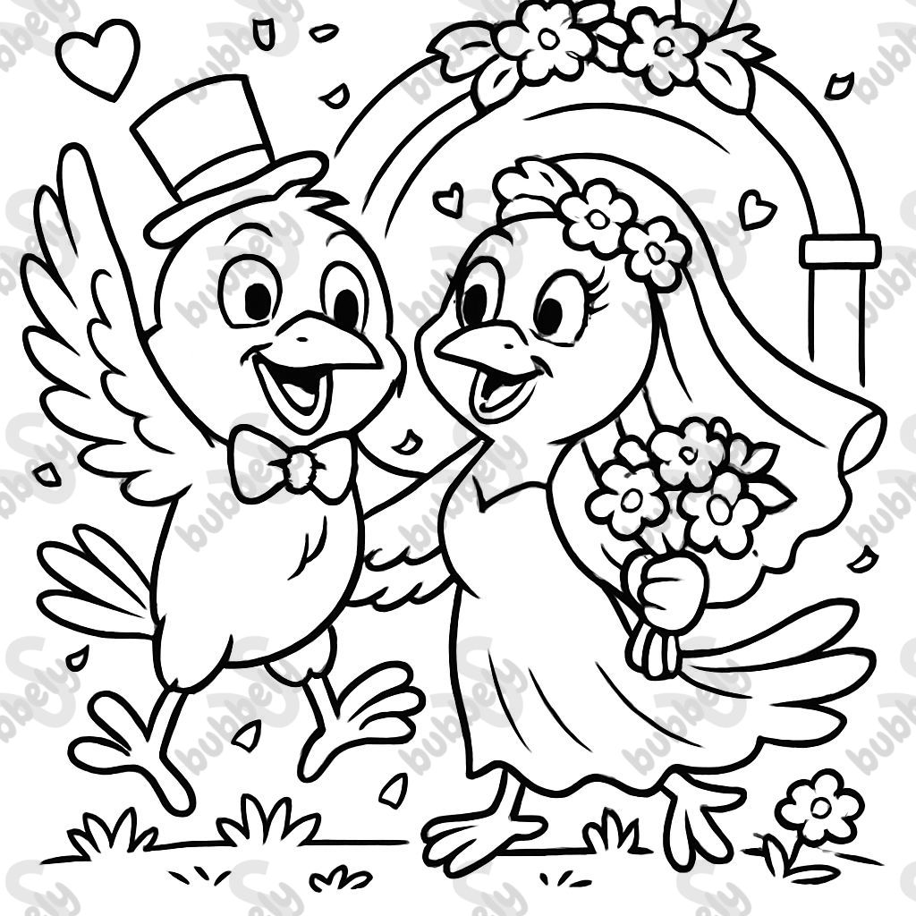 two birds getting married