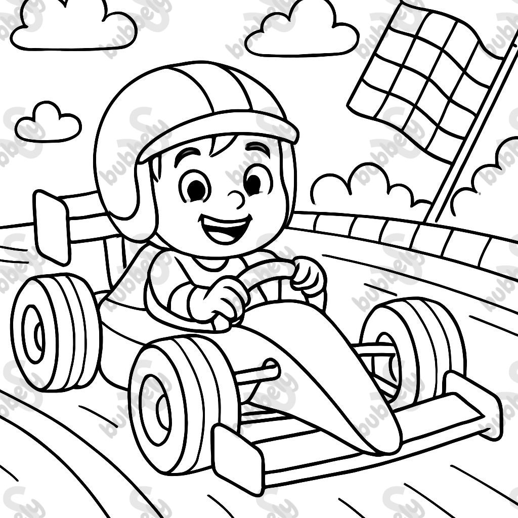 A kid named Anthu racing in a F1 car.