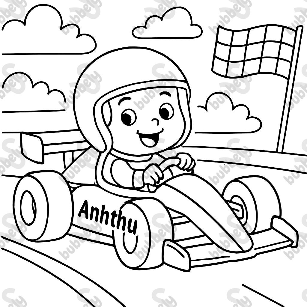 A kid named Anthu racing in a F1 car.