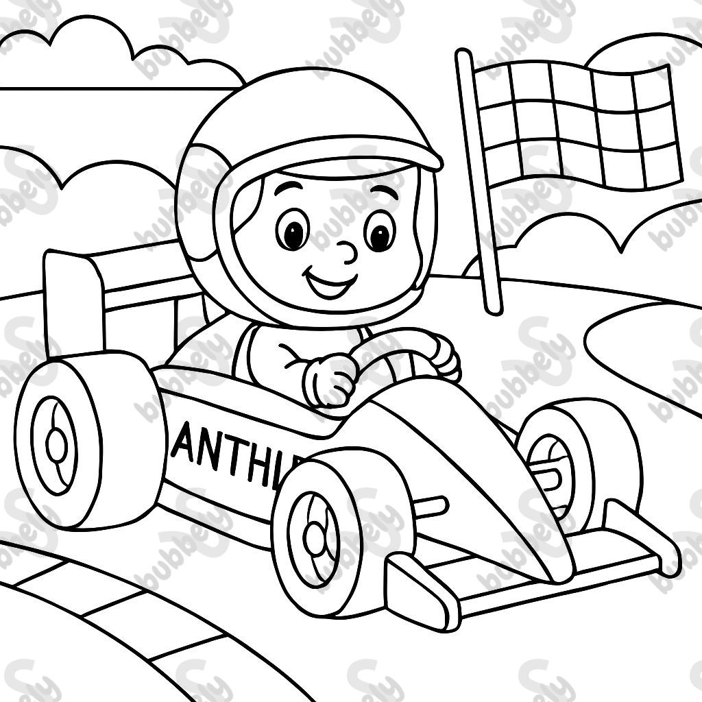 A kid named Anthu racing in an F1 car.