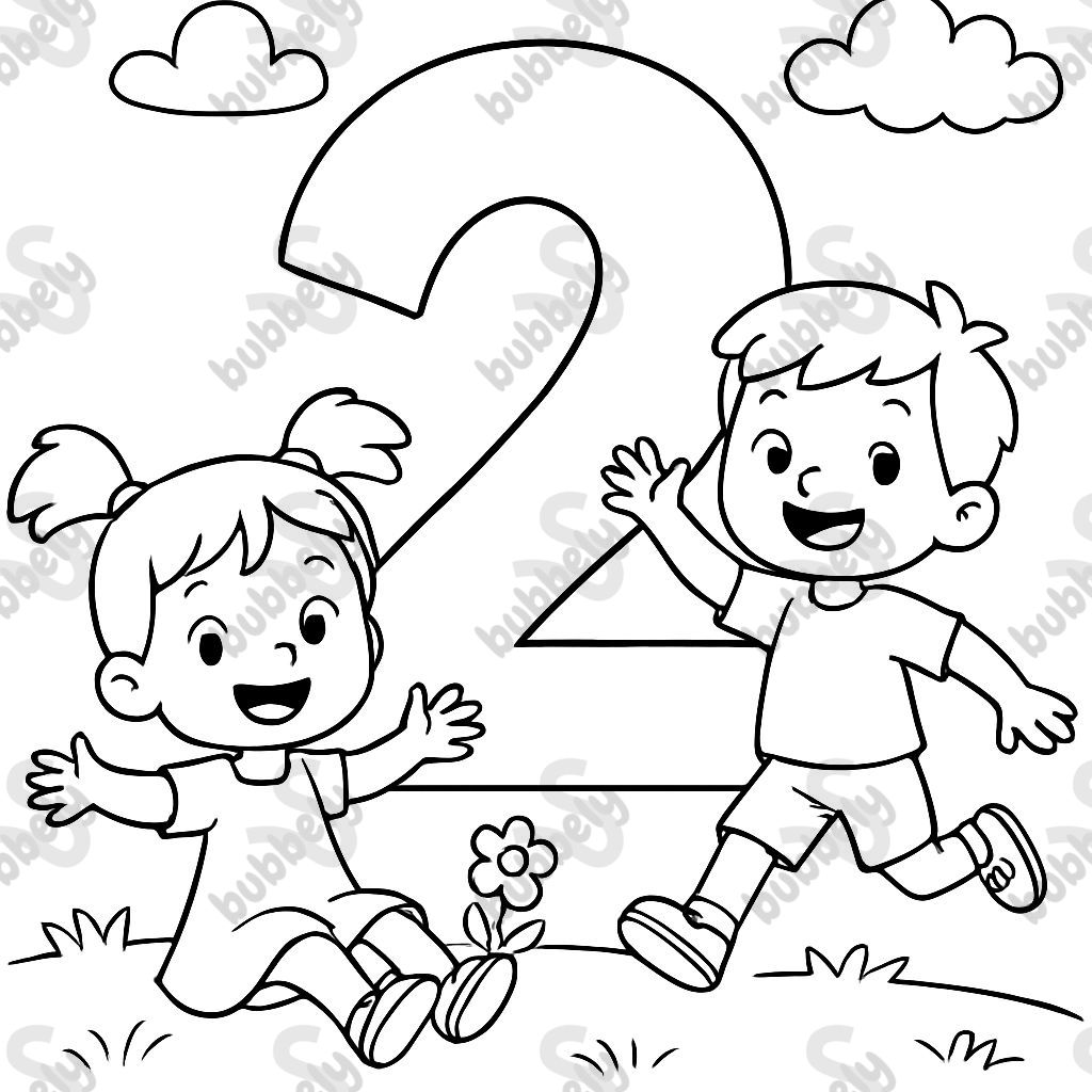 Create a printable activity for preschoolers about the number 2, with a simple exercise and child-friendly illustrations.