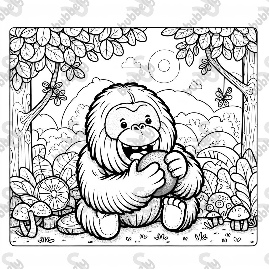 Un orang-outan mangeant une orange. Un orang-outan mangeant une orange.