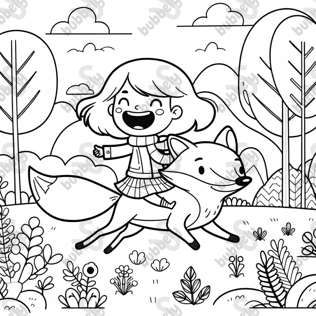 mädchen mit schulterlangen haaren reitet auf einem fuchs