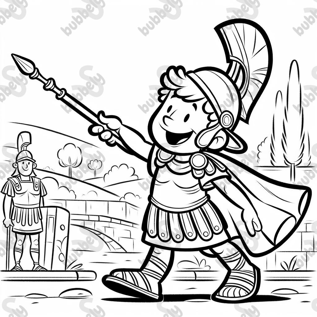Roman Soldier in Spain waving a pilum