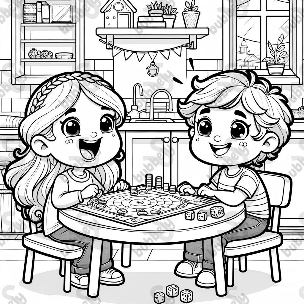 a girl and a boy play board game