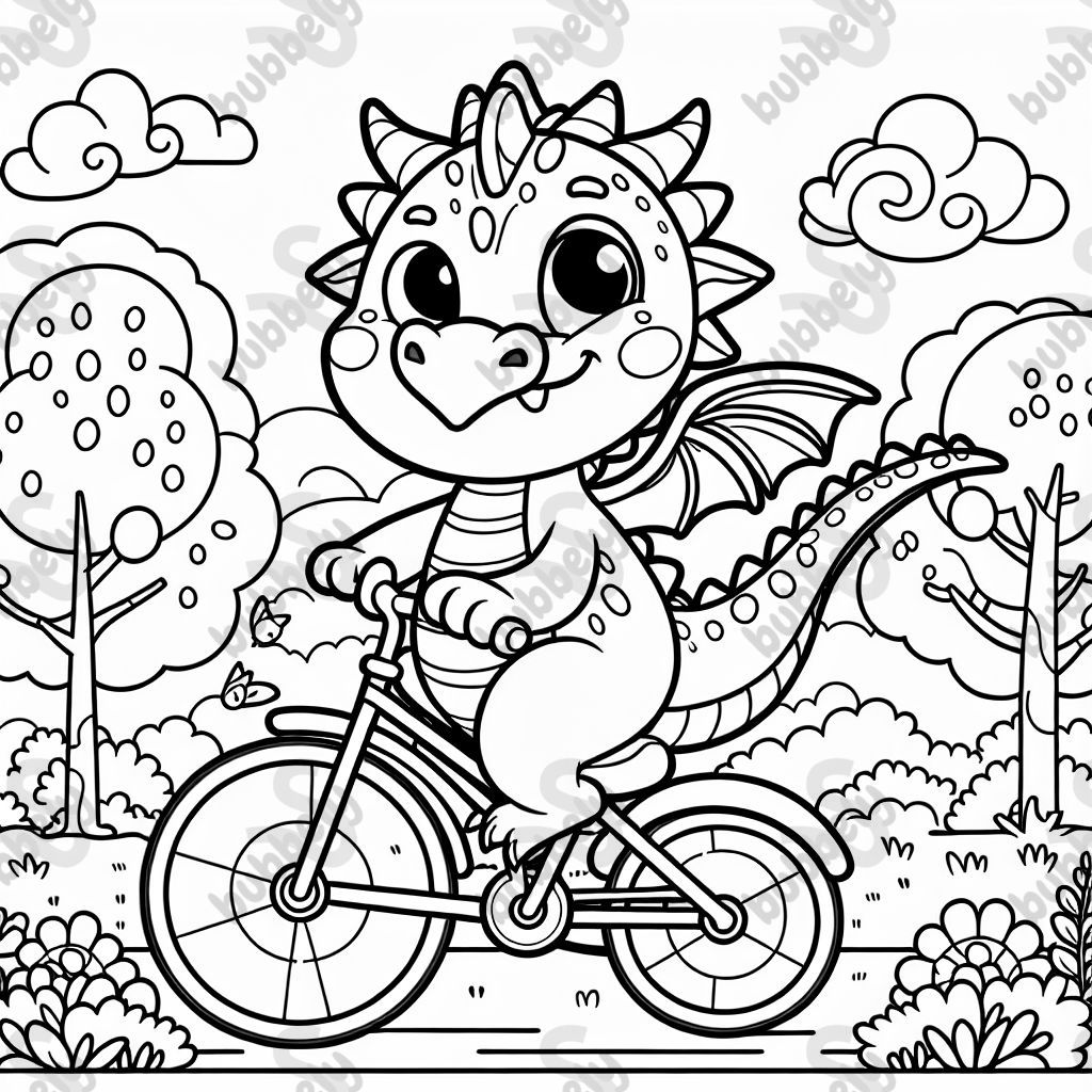 Dragon riding a bike