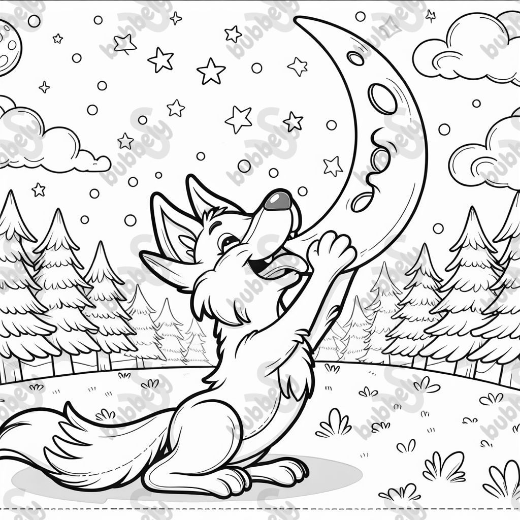 Un loup qui mange la lune