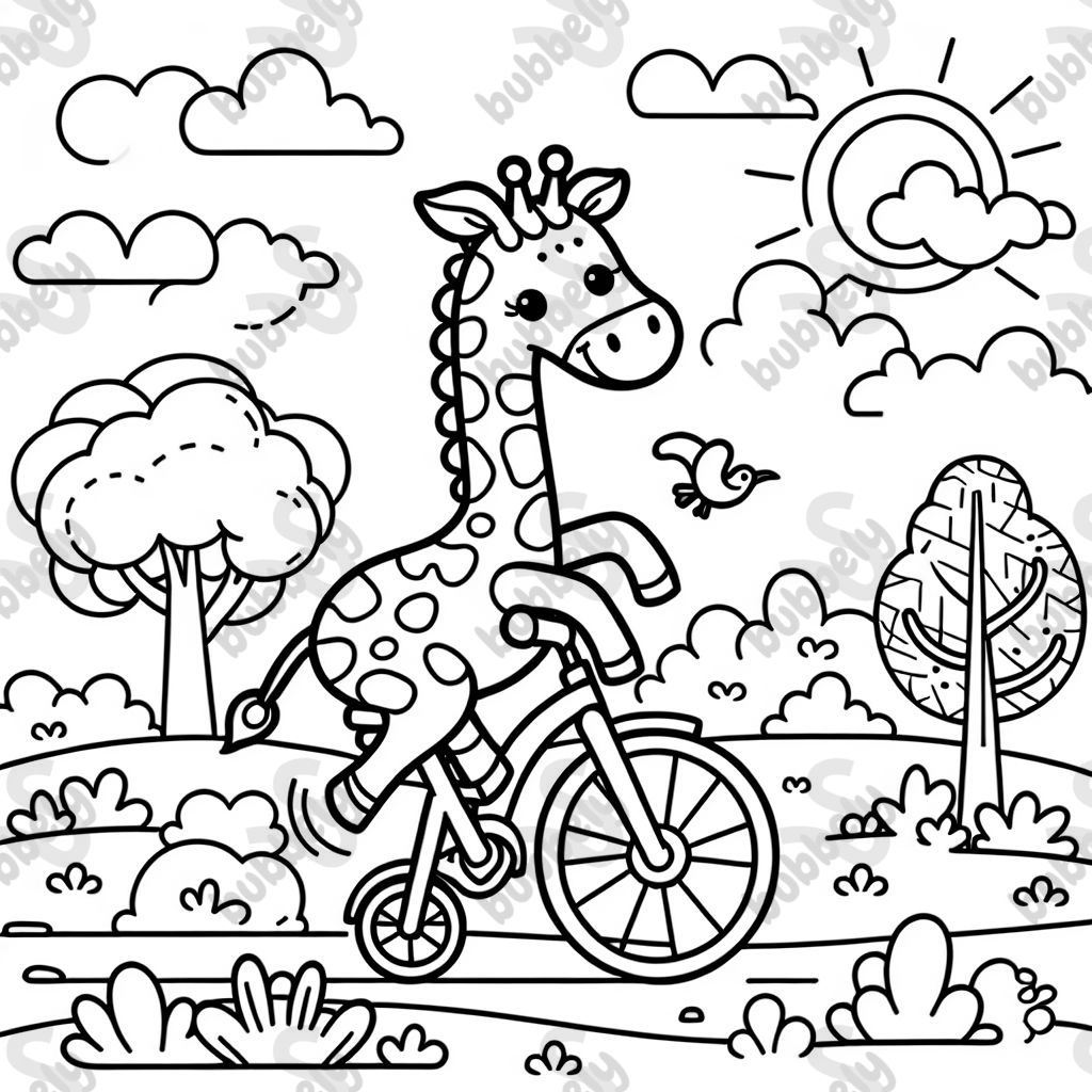Giraffe auf Fahrrad 