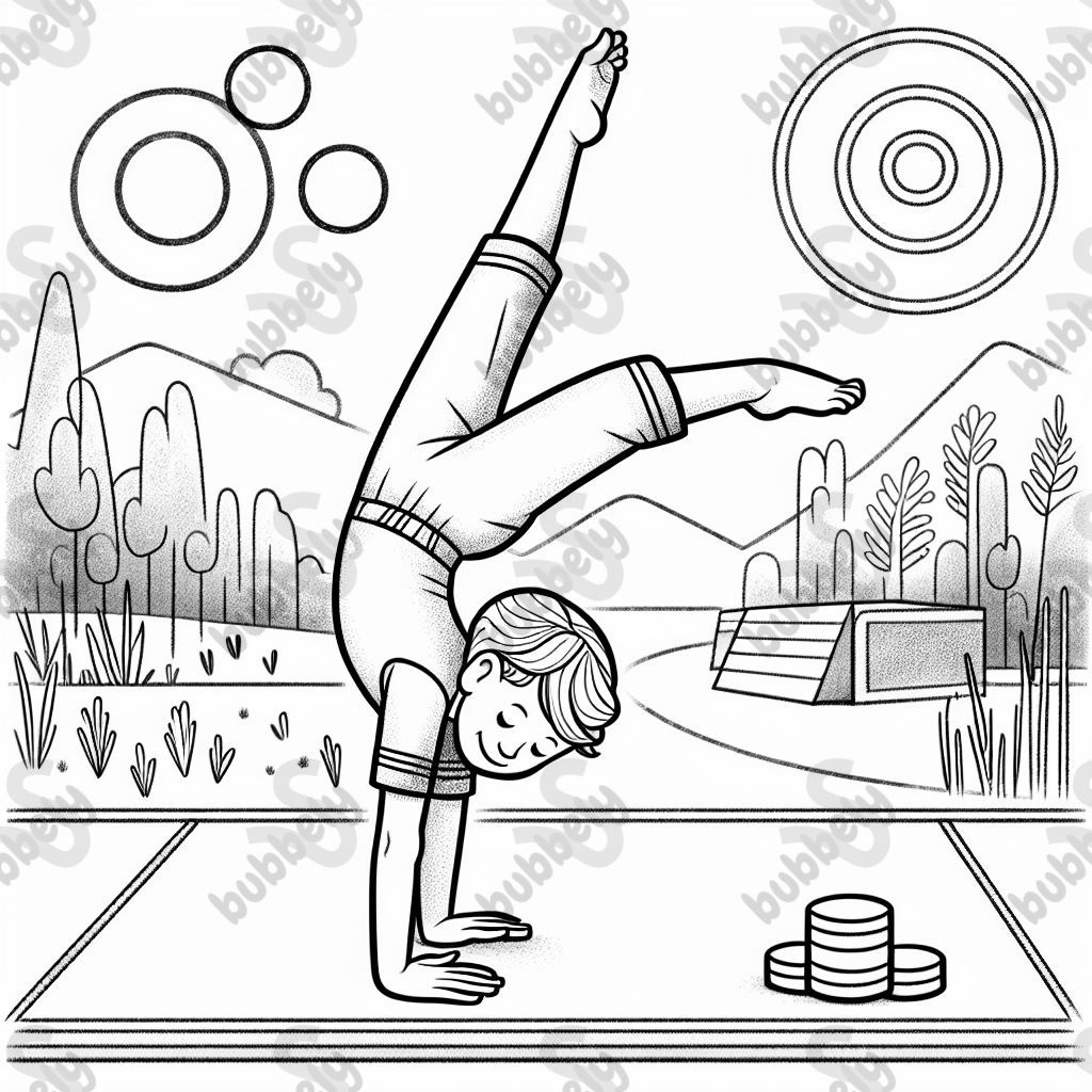 A girl doing a cartwheel at gymnastics class