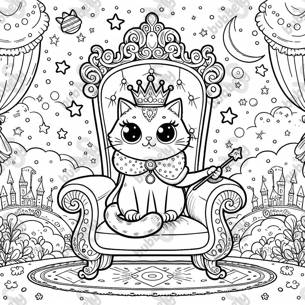 queen cat siting on a throne