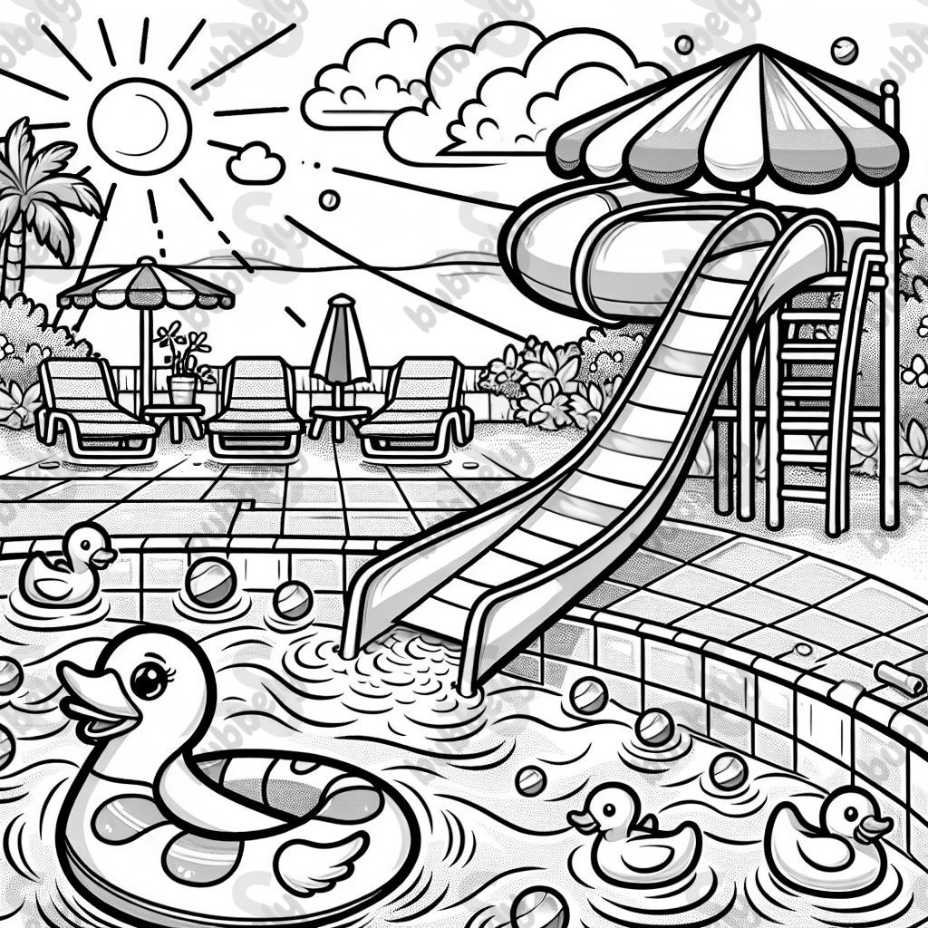 a pool with a waterslide