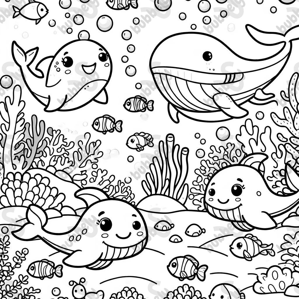 sharks and fish and whales