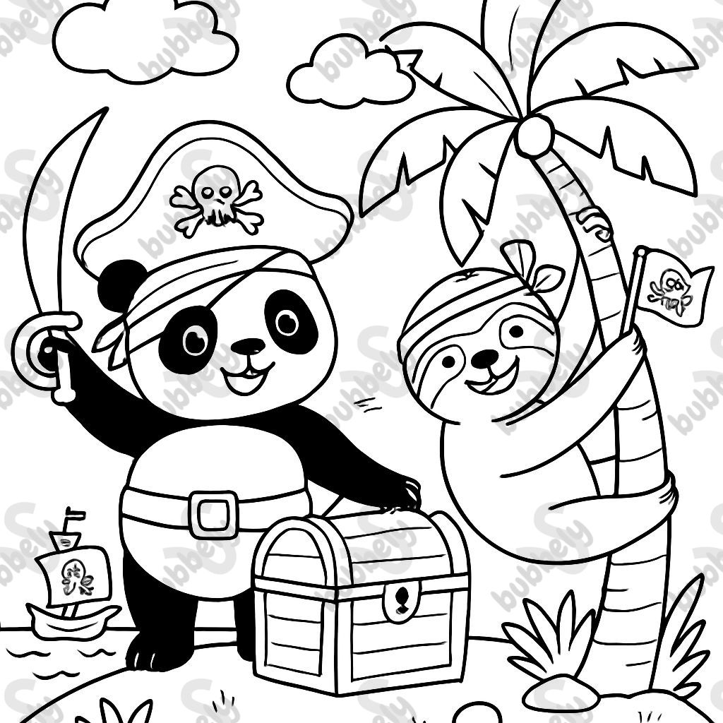 Pandas and sloths as pirates
