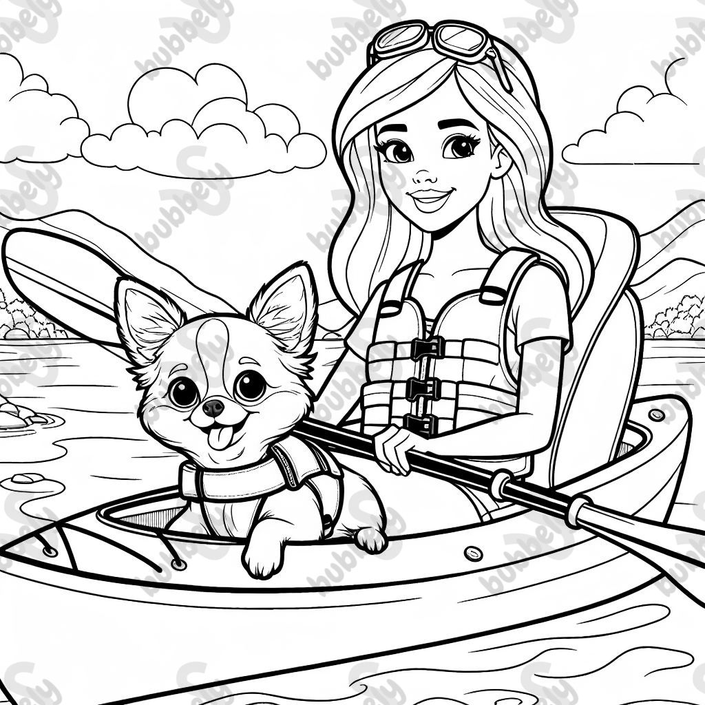 chihuahua and woman on a kayak