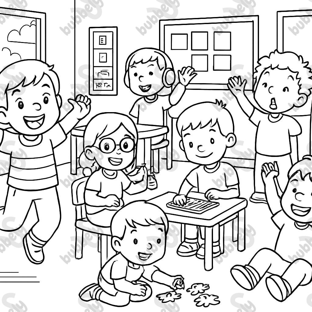 6 boys with autism in a TEACCH room