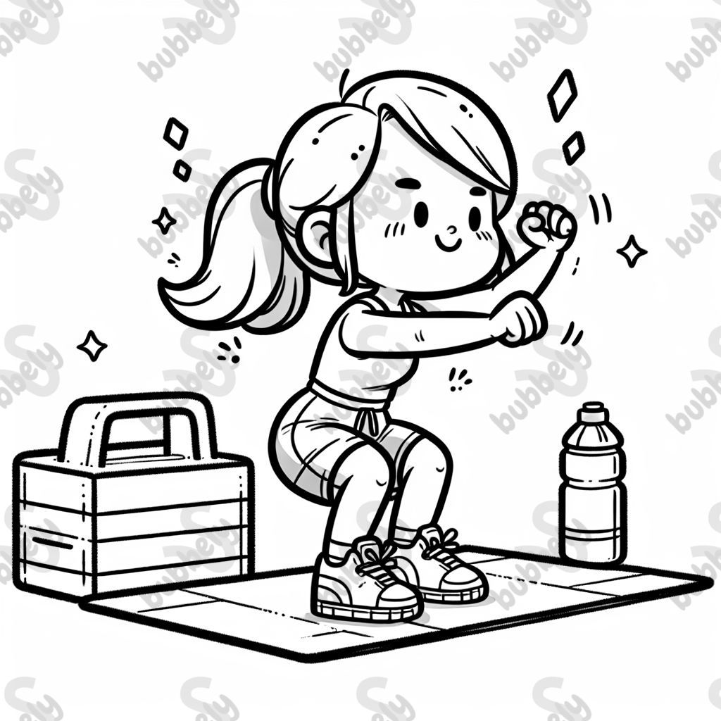 Girl working out doing squats