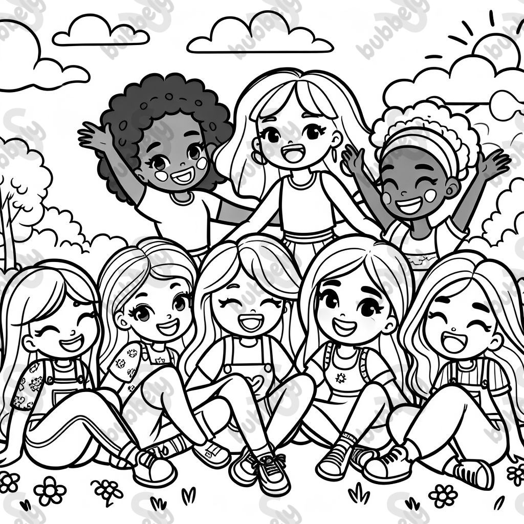 Diverse group of girl friends