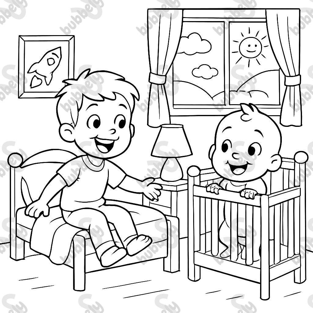 boys in room, one in toddler bed one in crib