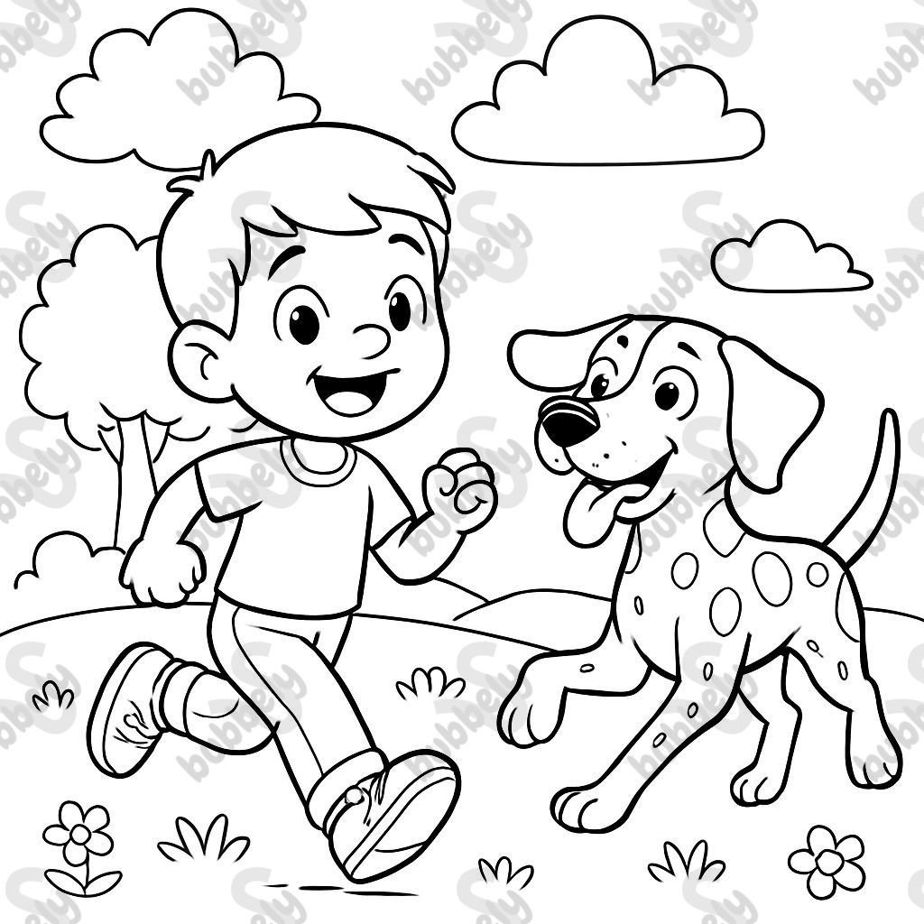 boy and germain short haired pointer dog