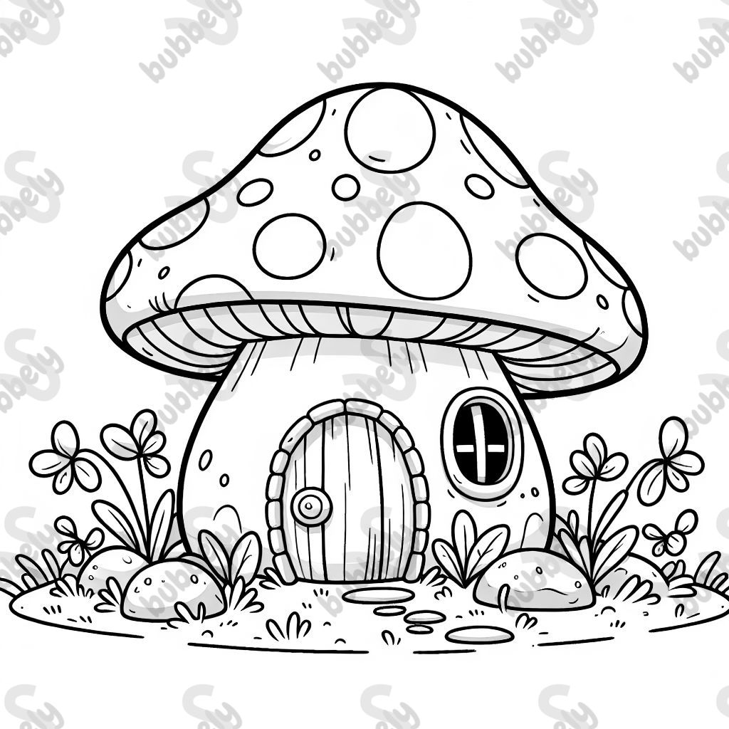 A mushroom house with a small door
