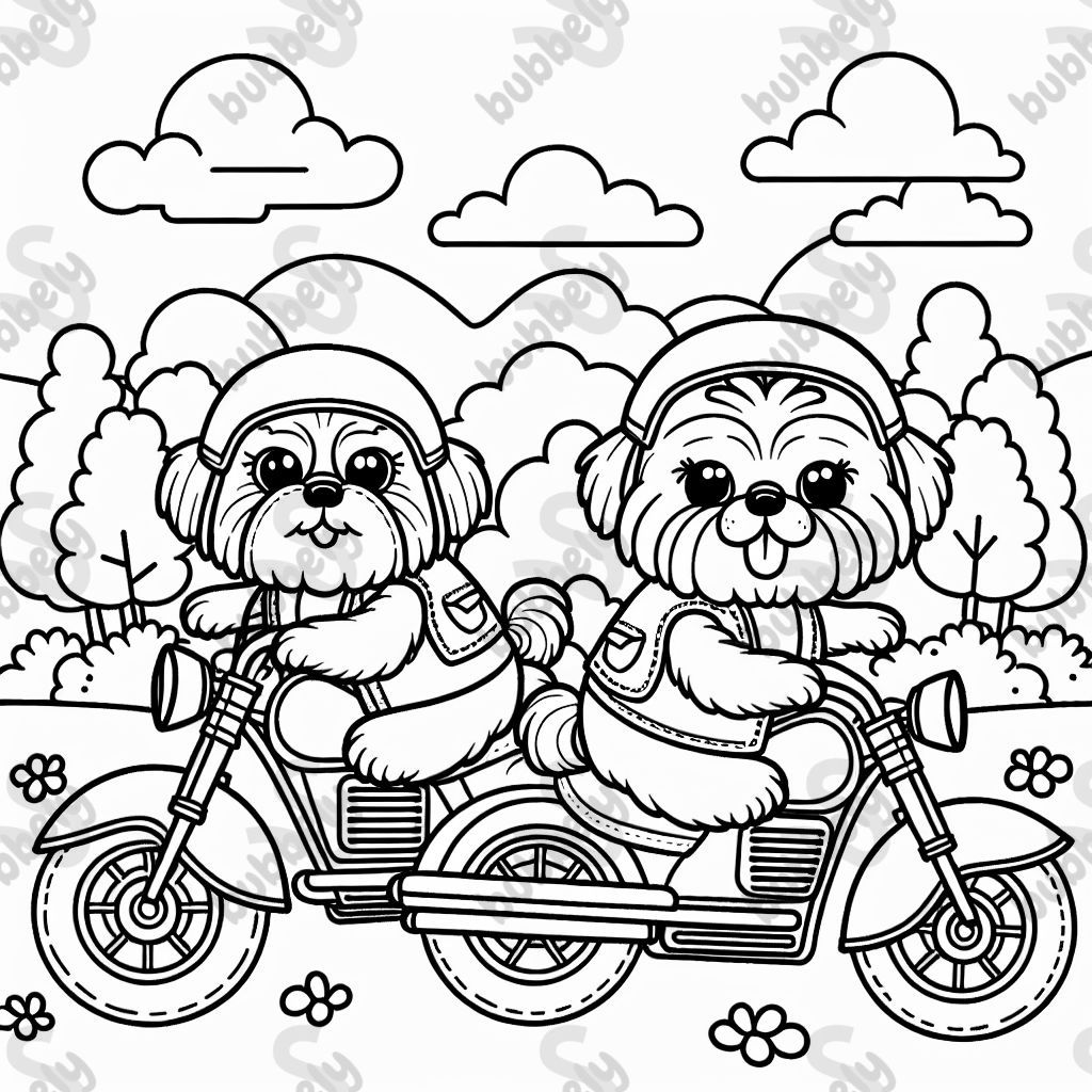 two shih tzus in a biker gang