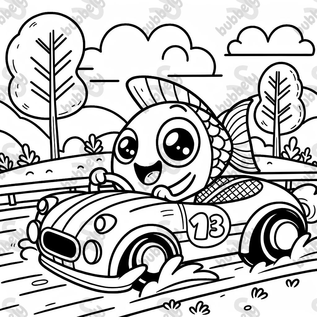 A fin driving a racing car