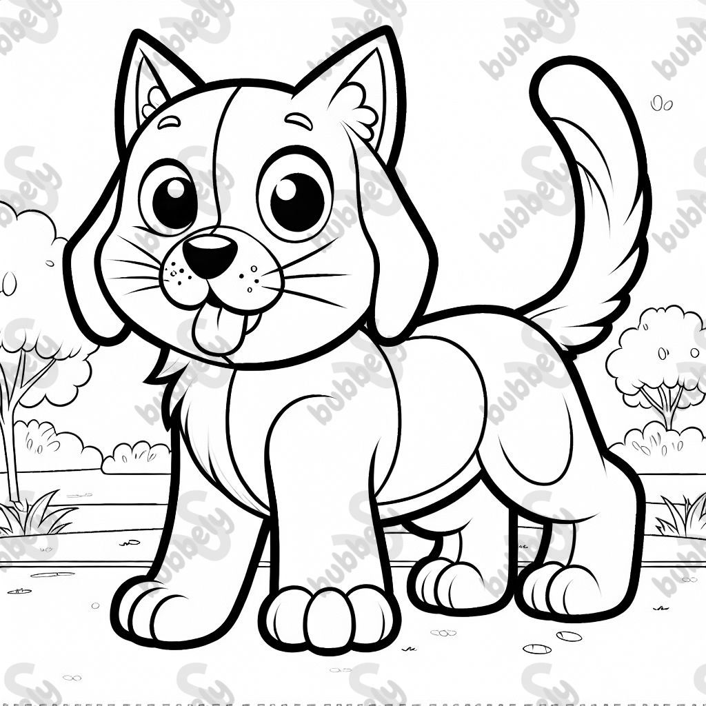 A mix of a cat and a dog, combining fun and creative elements in a coloring page.