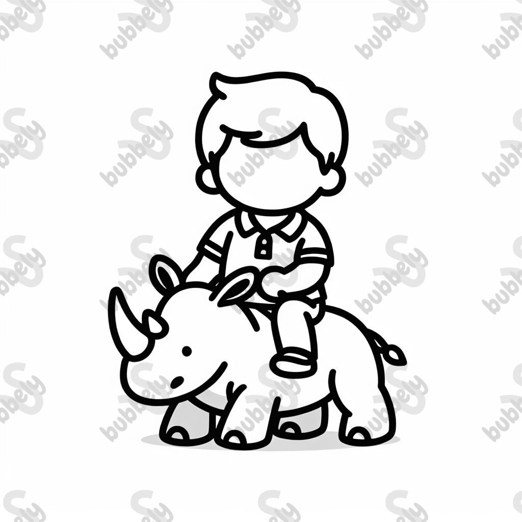 A person wearing a polo shirt riding a rhino