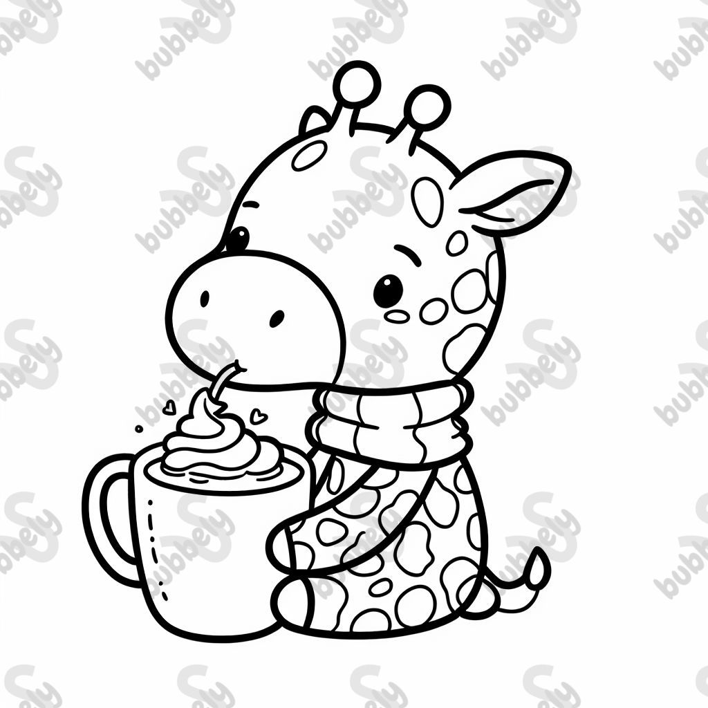 giraffe trinkt kakao mit sahne