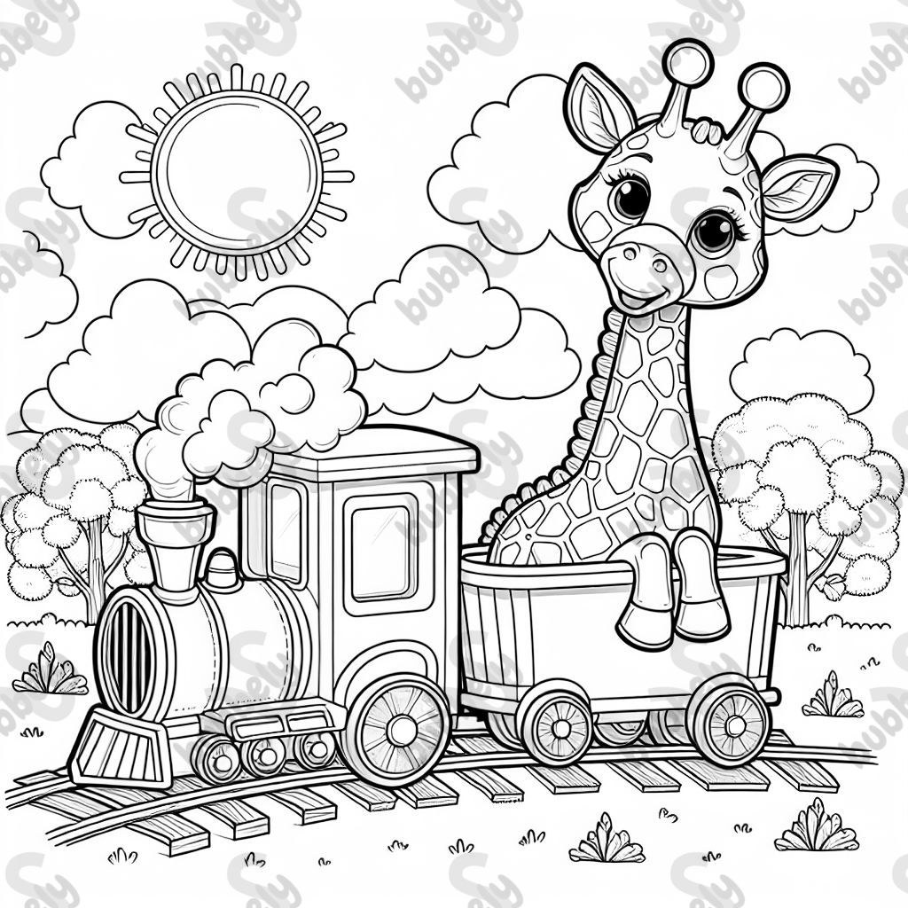 giraffe fährt auf zug