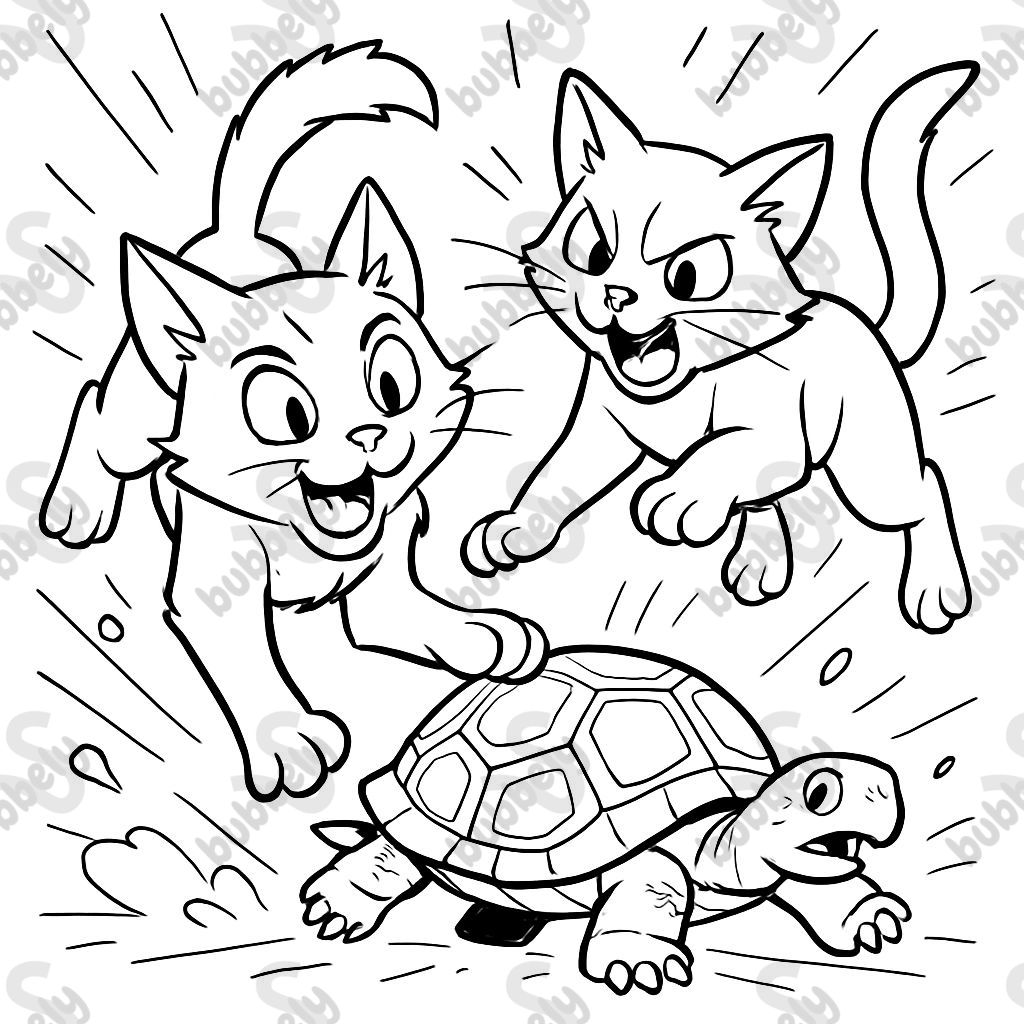two cats and a box turtle