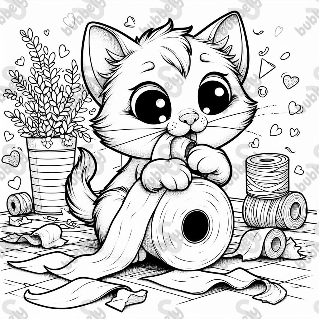 kitty eating toilet paper