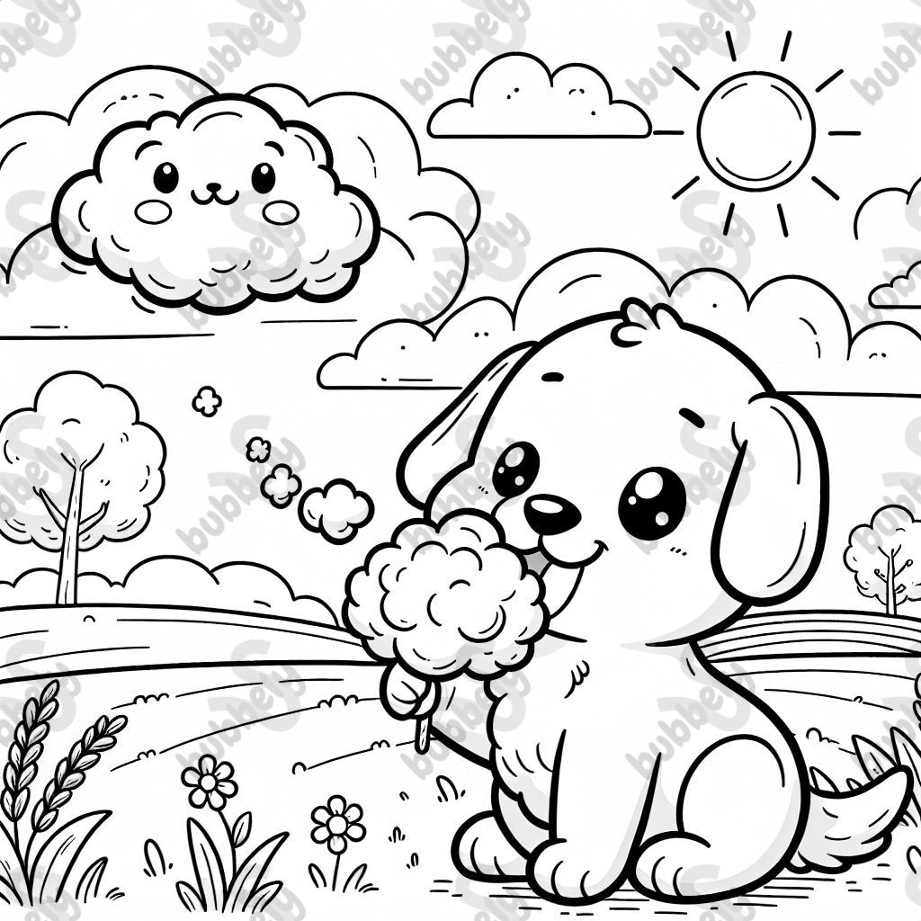puppy eating clouds