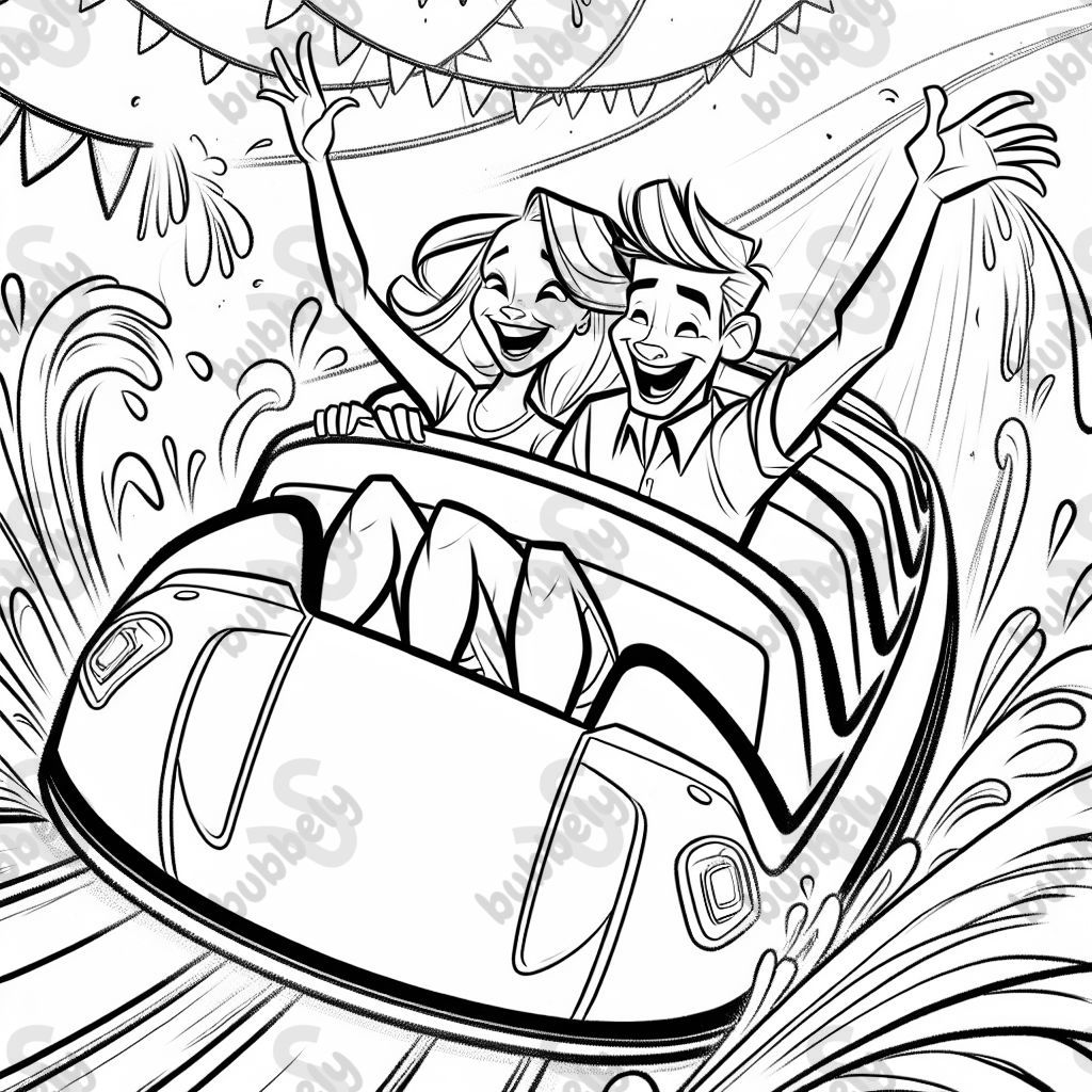 Streamers couple riding splash mountain