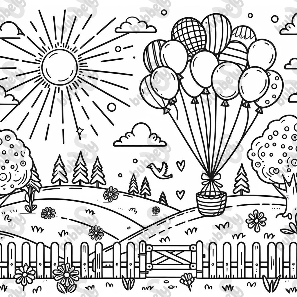 Balloons flying towards the sun