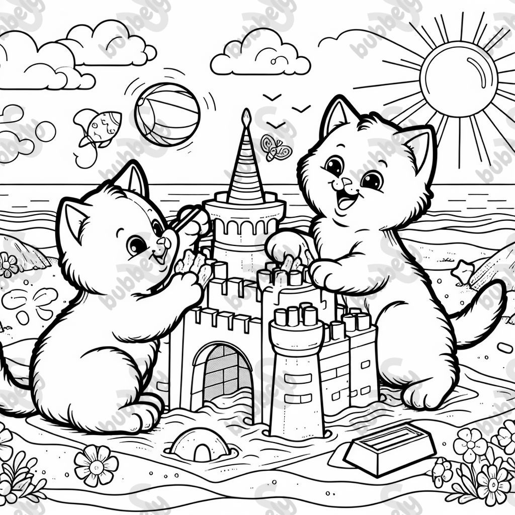 The kittens are building sandcastles, 