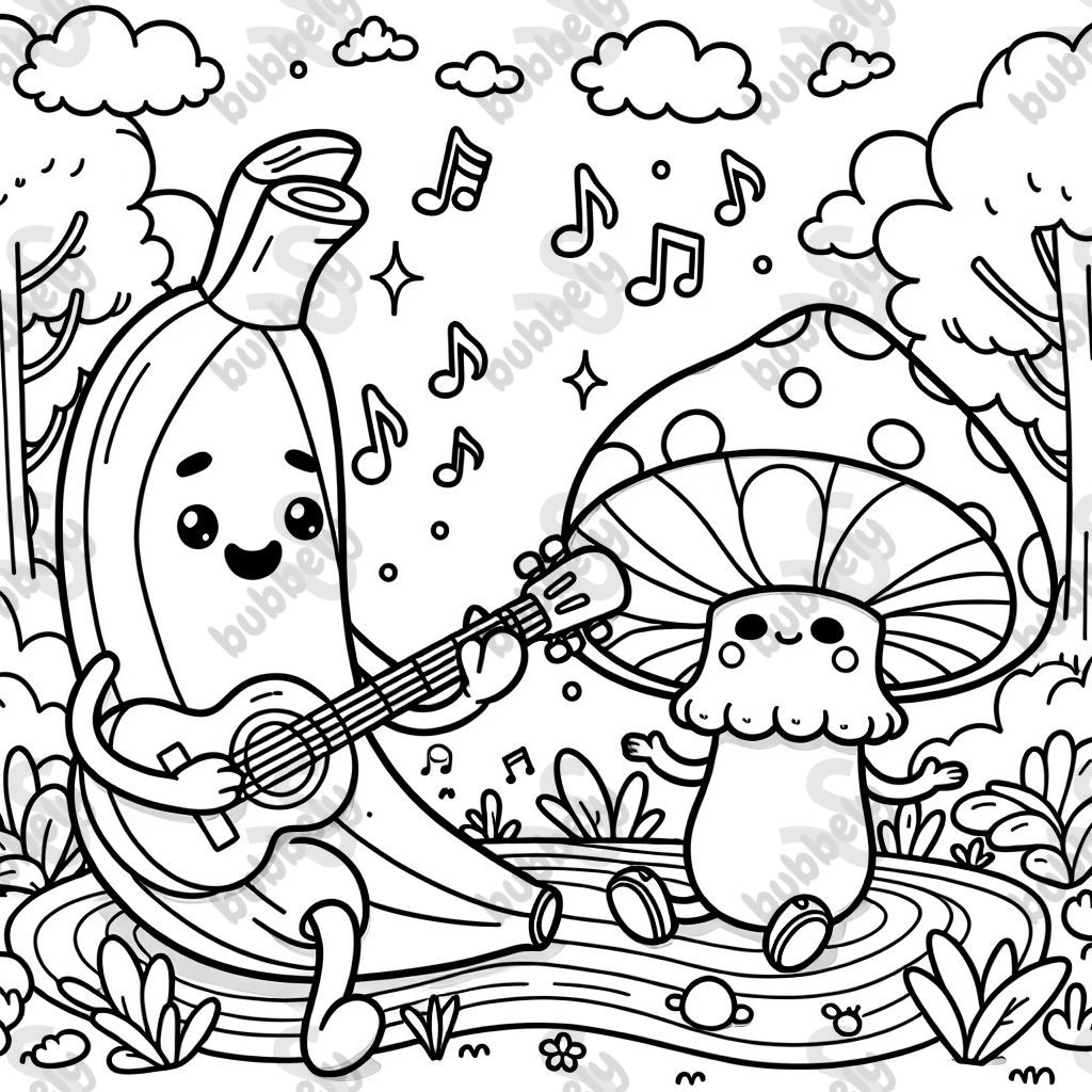 Banana and mushroom playing music