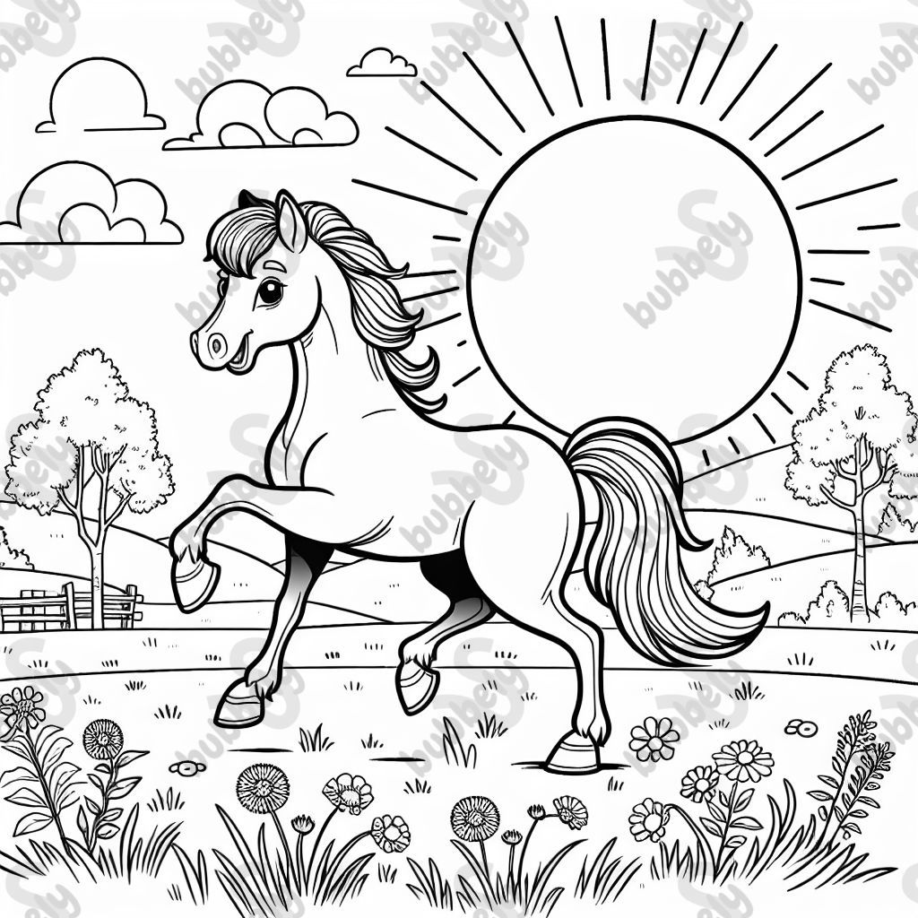 Real horse at sunset.