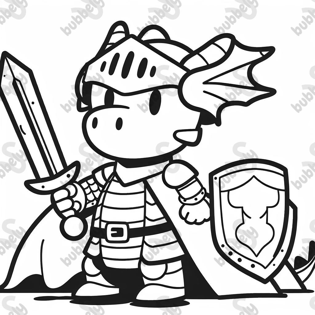 Dragon knights are brave warriors who ride dragons and protect their kingdoms. In this coloring page, you can color a dragon knight in his splendid armor alongside a majestic dragon.
