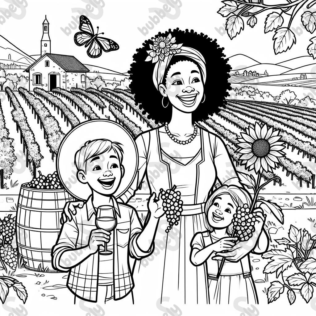 Mother with son and daughter at winery