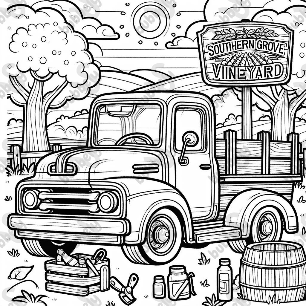 Truck that says Southern Grove Vineyard