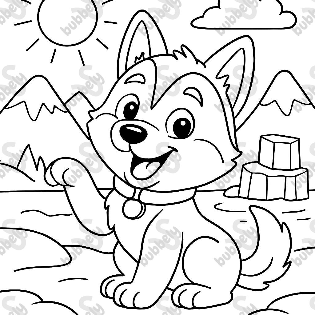 Husky puppy in the north pole